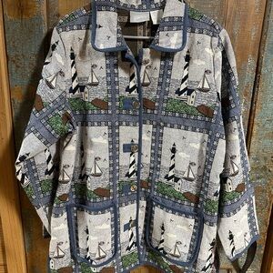 Vintage Blair Lighthouse Tapestry Blazer Jacket XL